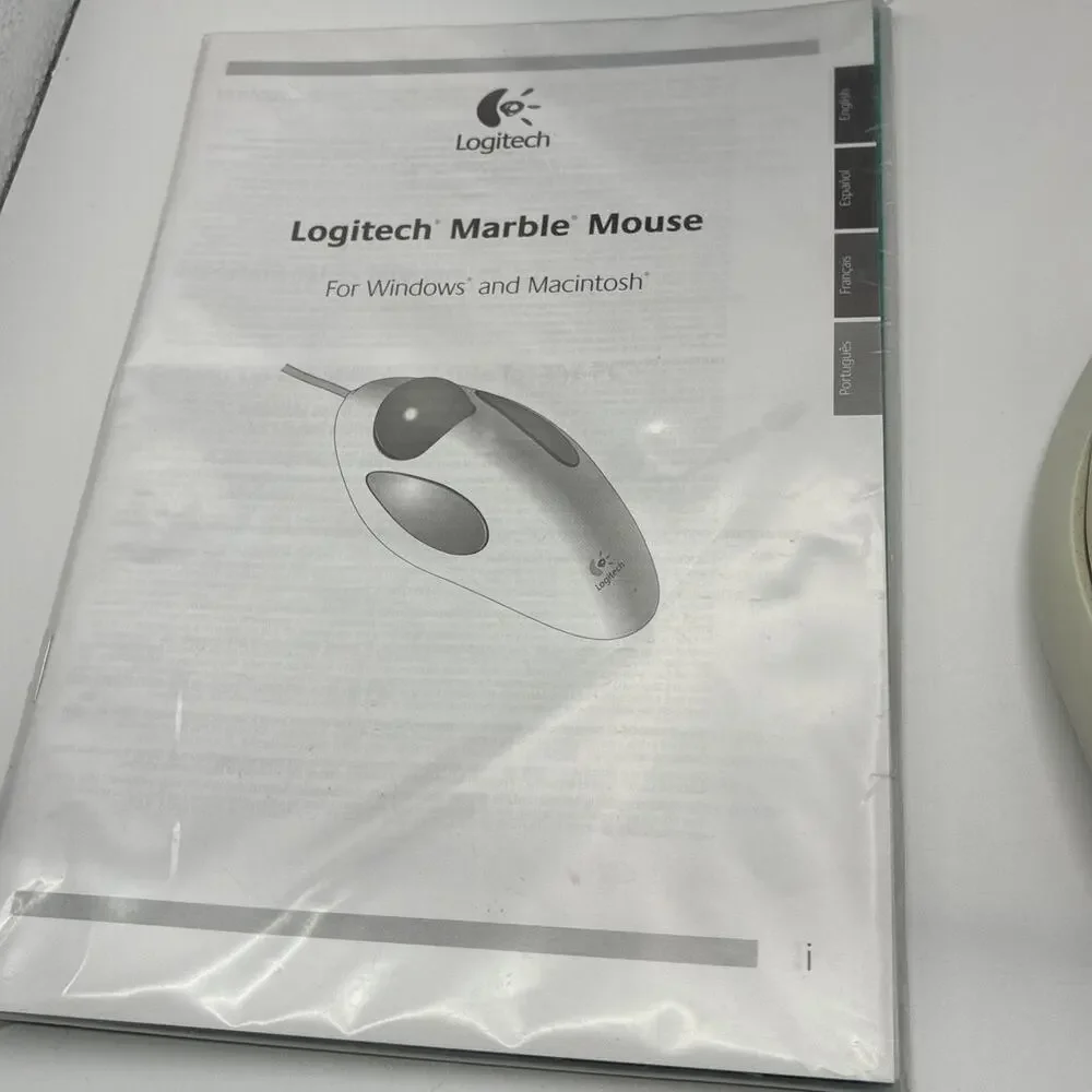 LOGITECH Marble Mouse Corded Trackball PC/Mac USB/PS 2 Wired Complete Software